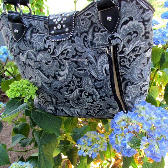 WESTERN BAG, BLING BUCKLE, SPARKLY RODEO RANCH COWGIRL HANDBAG, MOUNTAIN WEST - Picture 9 of 14